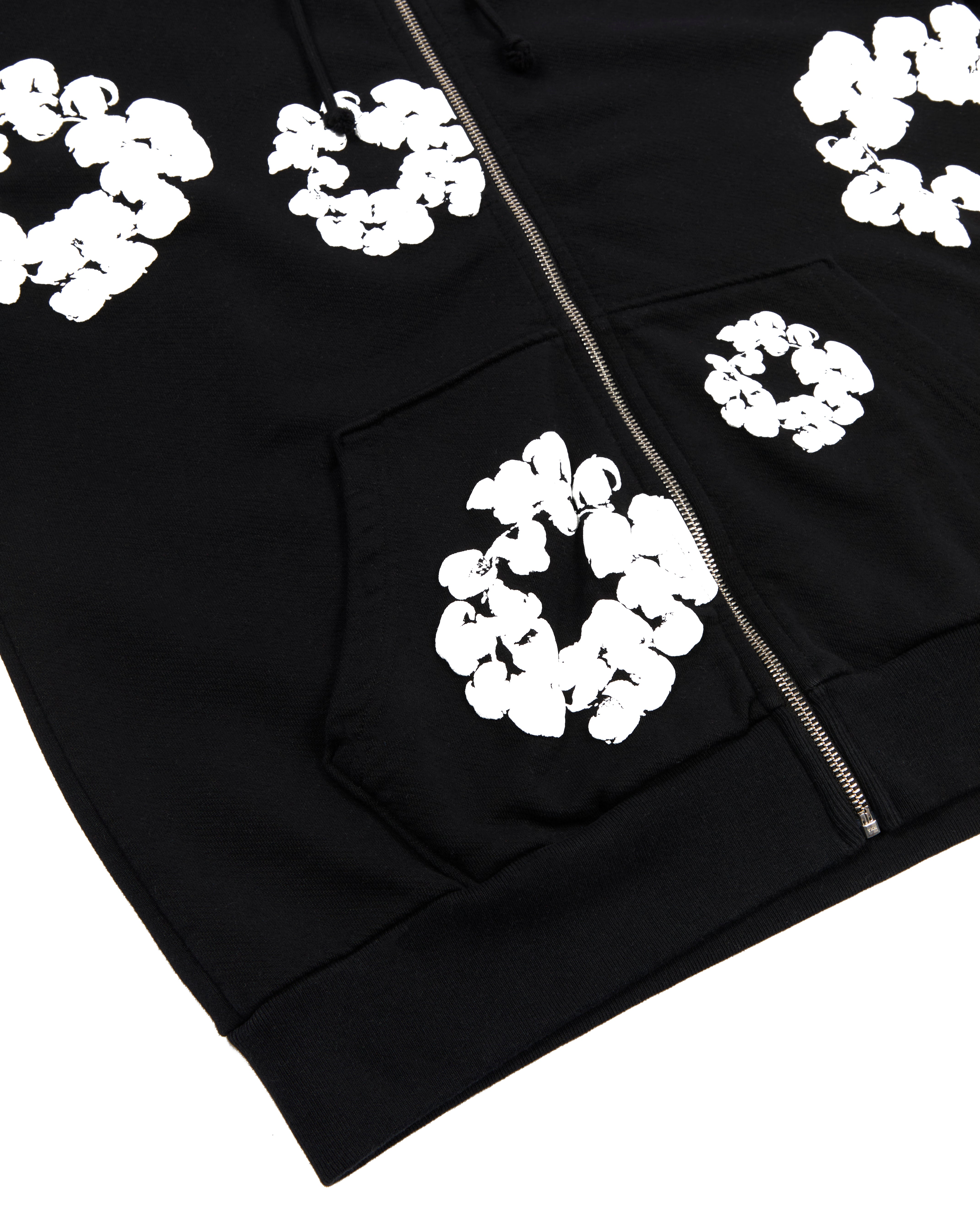 Cotton Wreath Zip Hoodie Black – DENIM TEARS