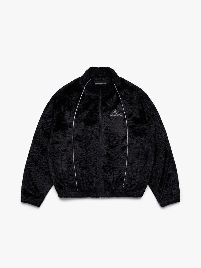 Faux Astrakhan Track Jacket Black