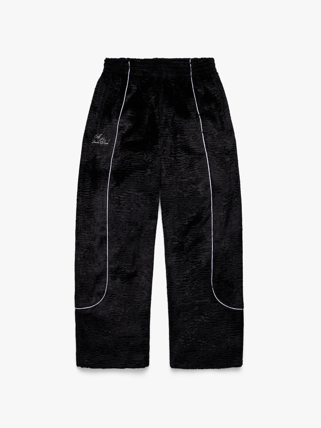 Faux Astrakhan Track Pant Black