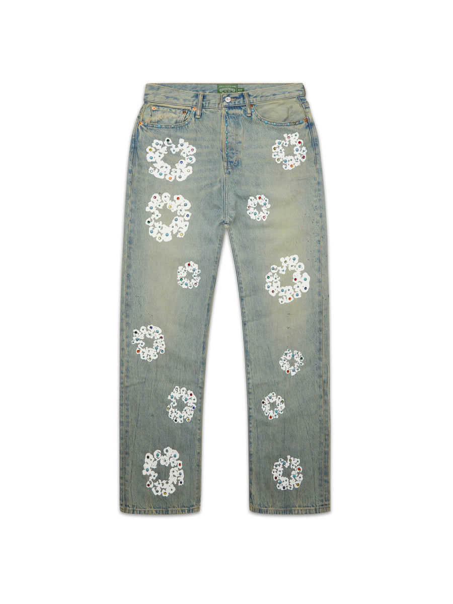 Baggy Studded Cotton Wreath Denim Pant Dirty Wash – DENIM TEARS