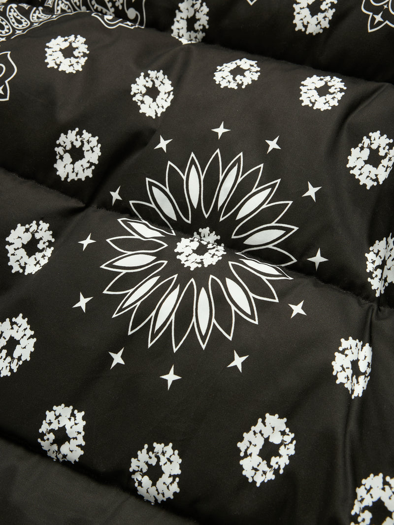 Cotton Wreath Paisley Puffer Jacket Black