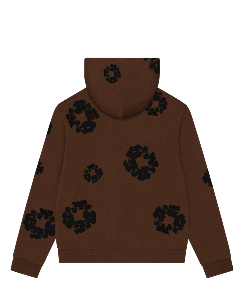Black Cotton Wreath Hoodie Brown