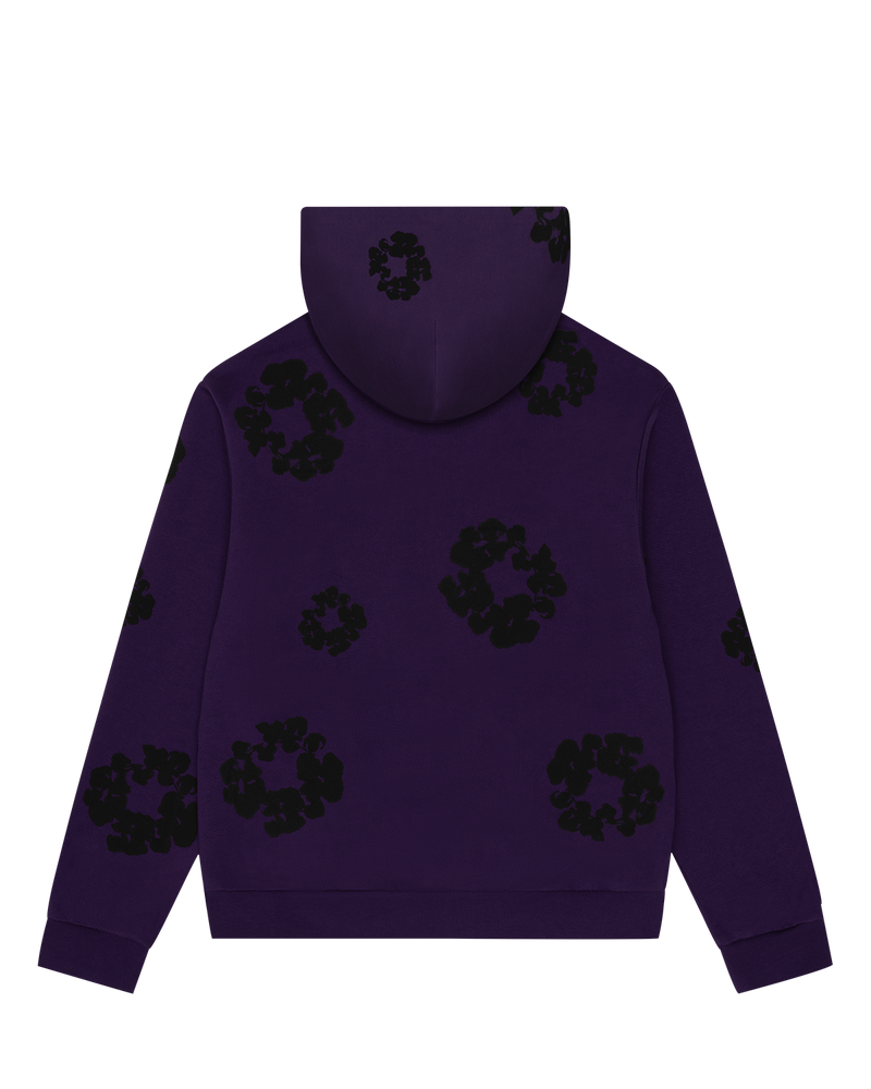 Black Cotton Wreath Hoodie Purple