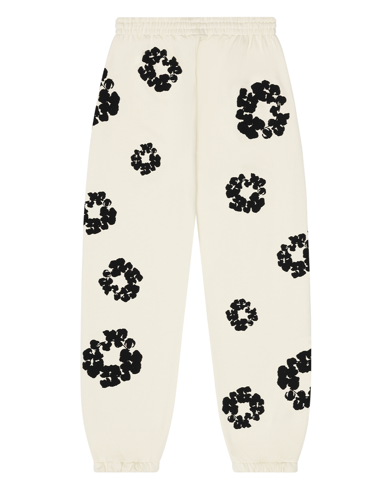 Black Cotton Wreath Sweatpants Oatmeal