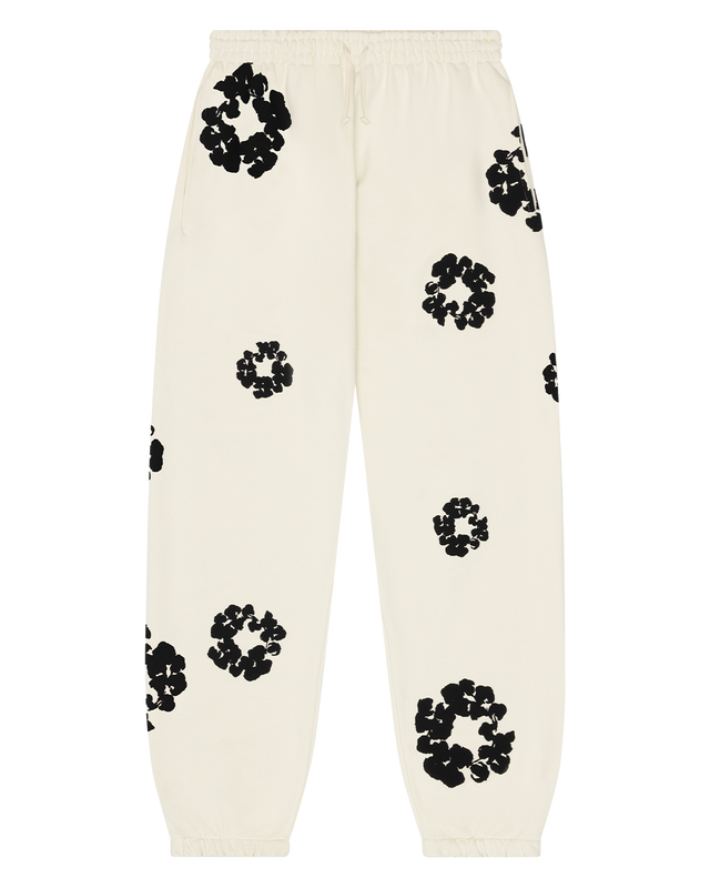 Black Cotton Wreath Sweatpants Oatmeal