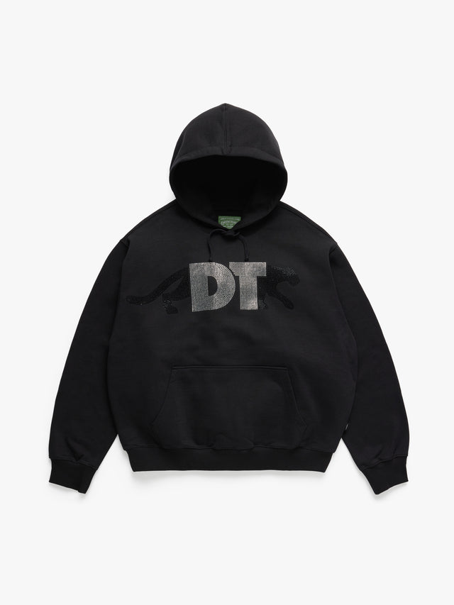 Rhinestone DT Panther Pullover Hoodie Black