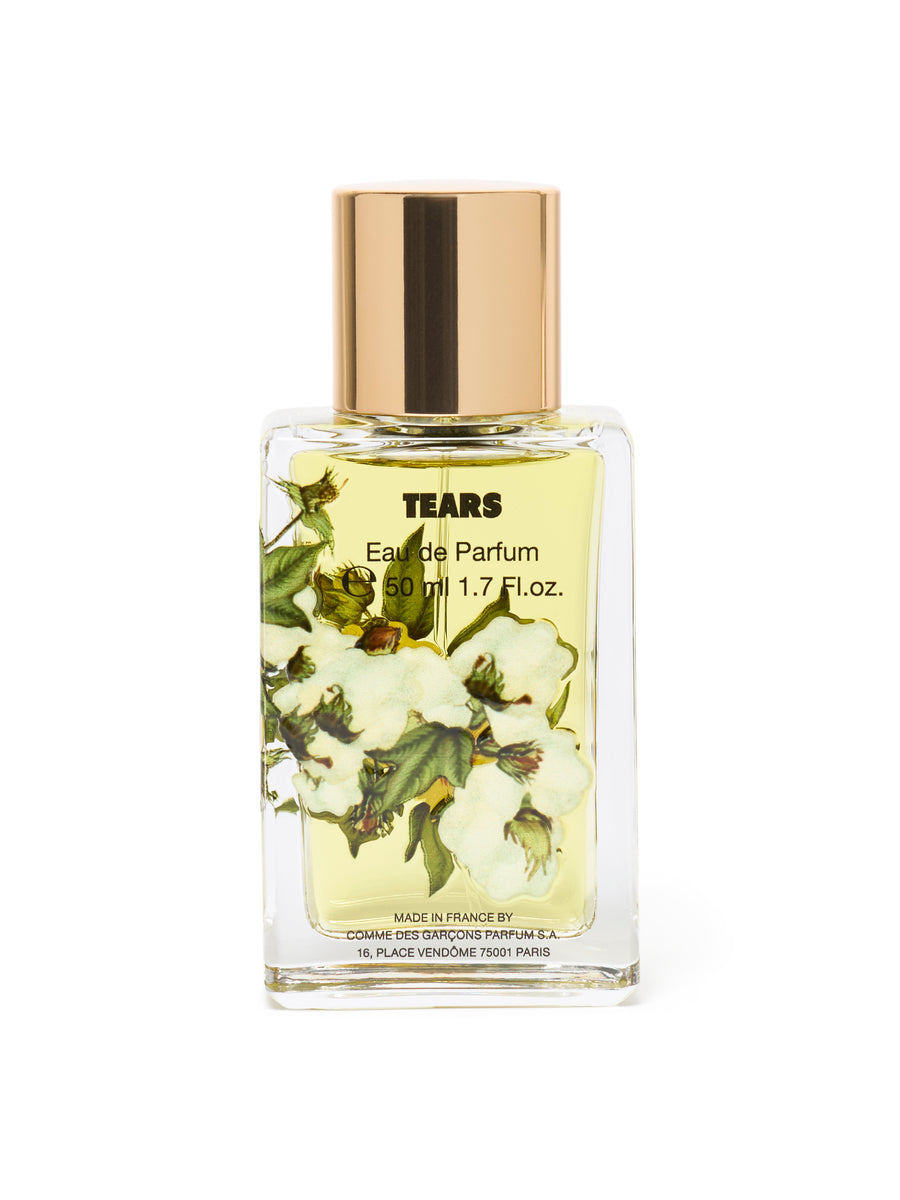Denim Tears × Comme des Garçons Tears eau de parfum yellow bottle front