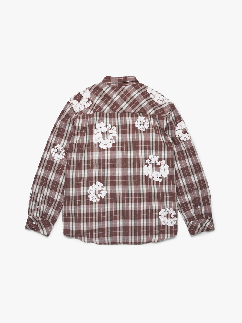 Cotton Wreath Flannel Shirt Brown Plaid