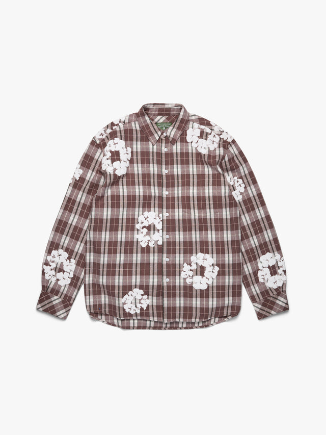 Cotton Wreath Flannel Shirt Brown Plaid