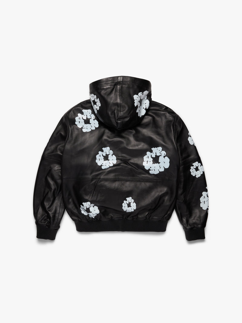 Leather Cotton Wreath Jacket Black