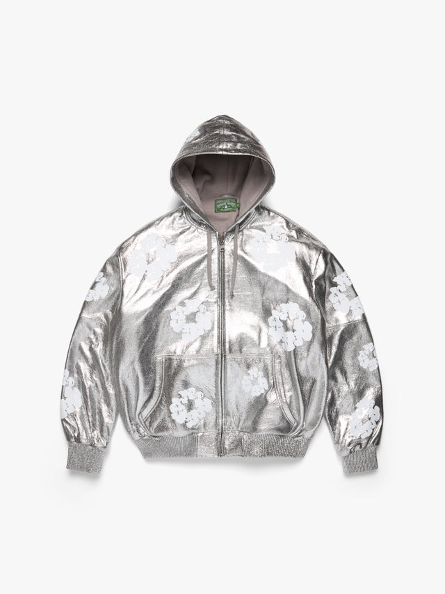 Leather Cotton Wreath Jacket Silver