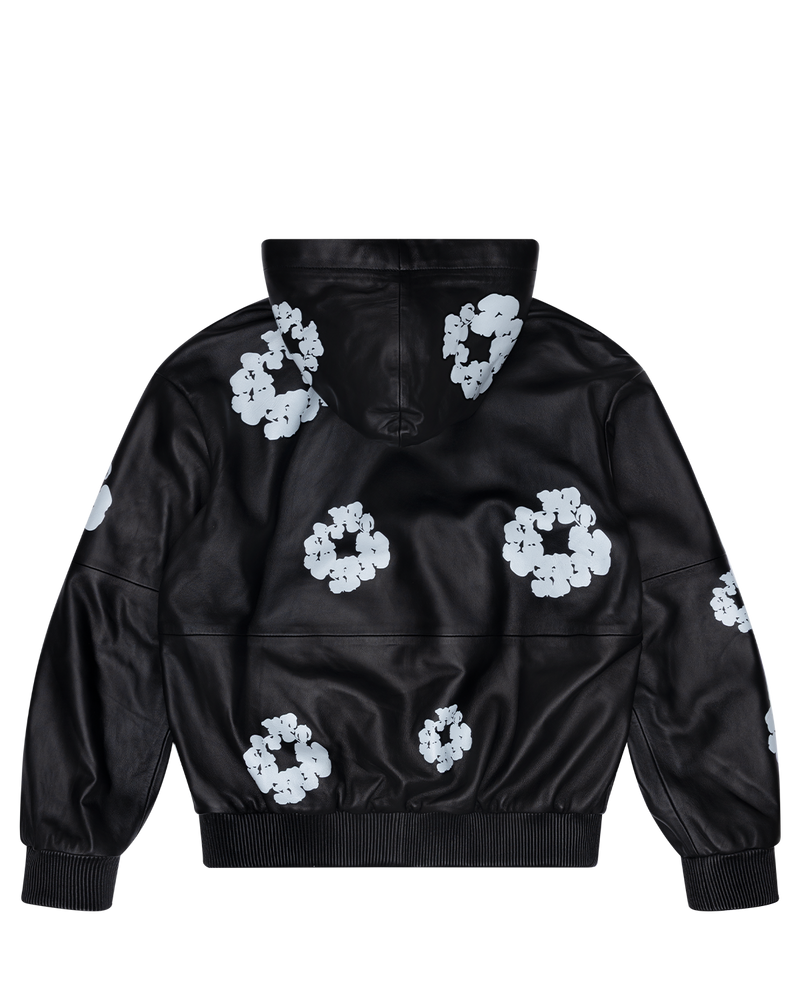 Leather Cotton Wreath Jacket Black