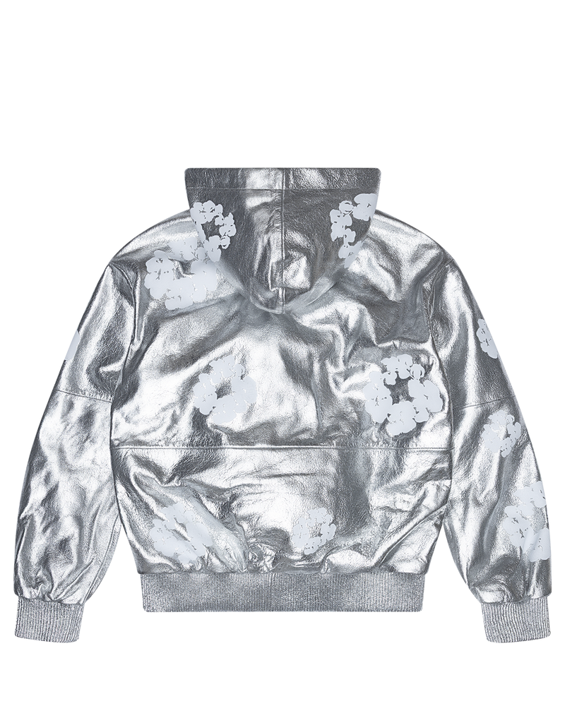 Leather Cotton Wreath Jacket Silver