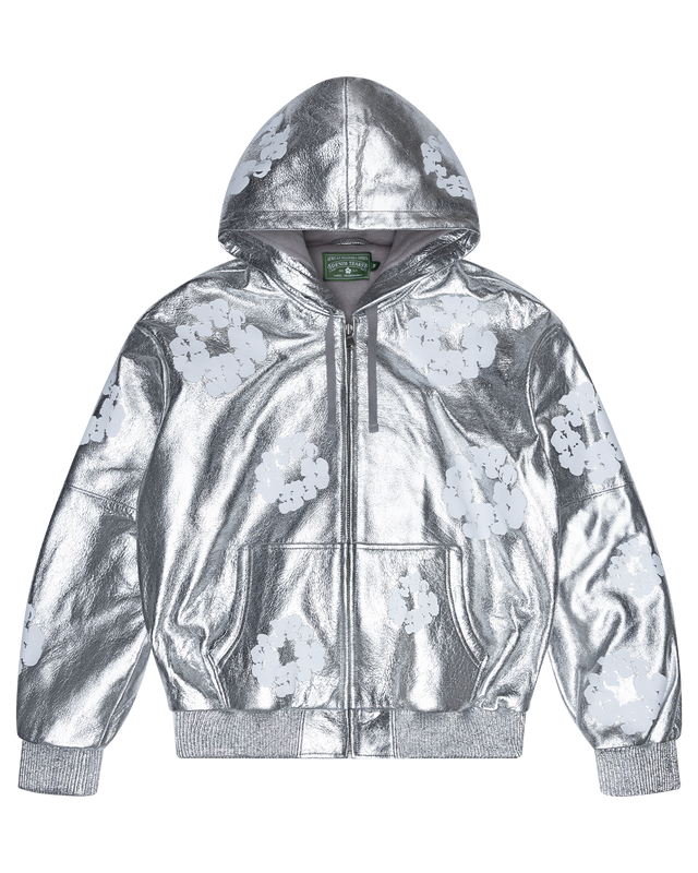 Leather Cotton Wreath Jacket Silver