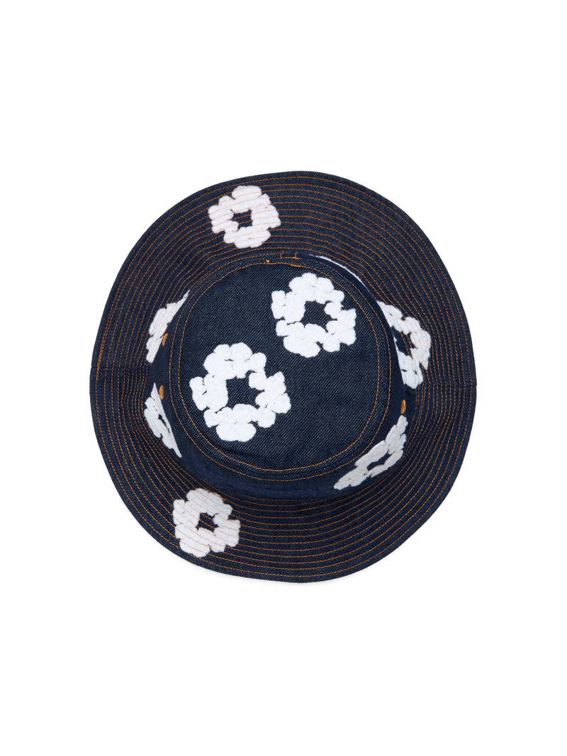 Denim Cotton Wreath Bucket Hat Washed Indigo