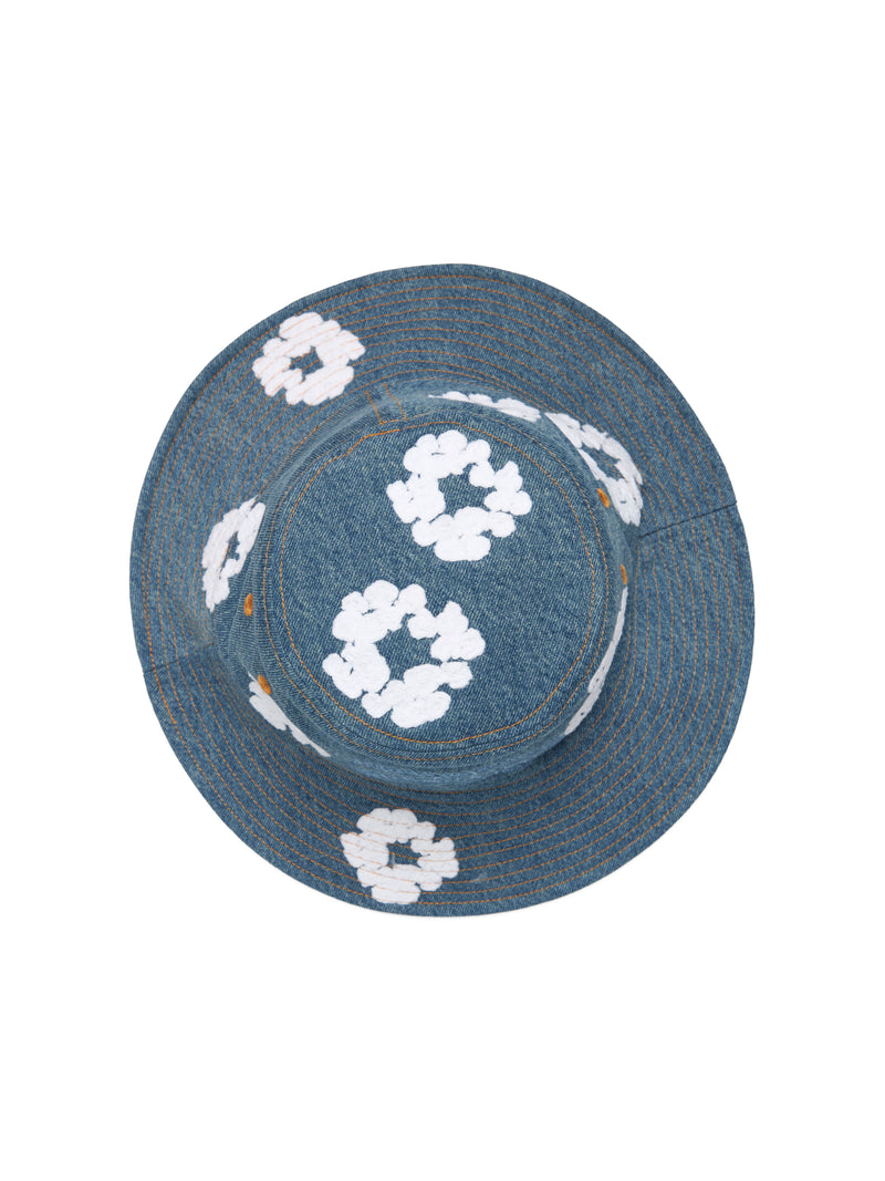 Denim Cotton Wreath Bucket Hat Light Wash