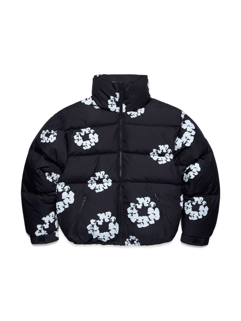 Cotton Wreath Puffer Jacket Black
