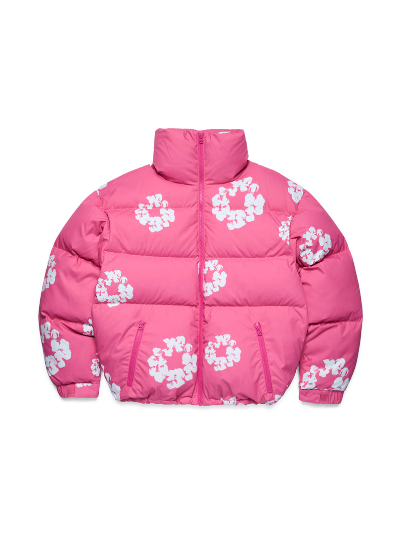 Cotton Wreath Puffer Jacket Pink