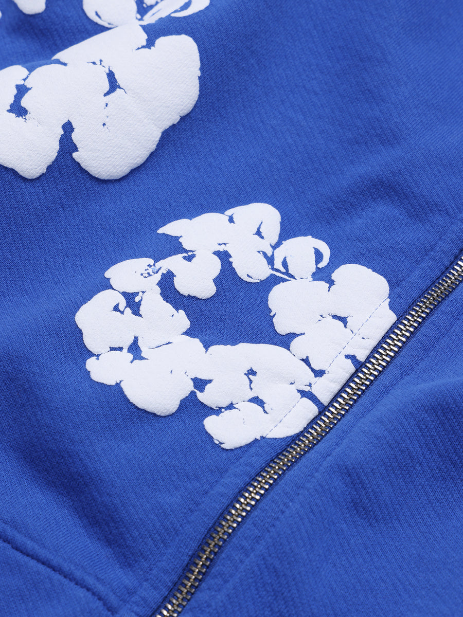 Cotton Wreath Zip Hoodie Blue – DENIM TEARS