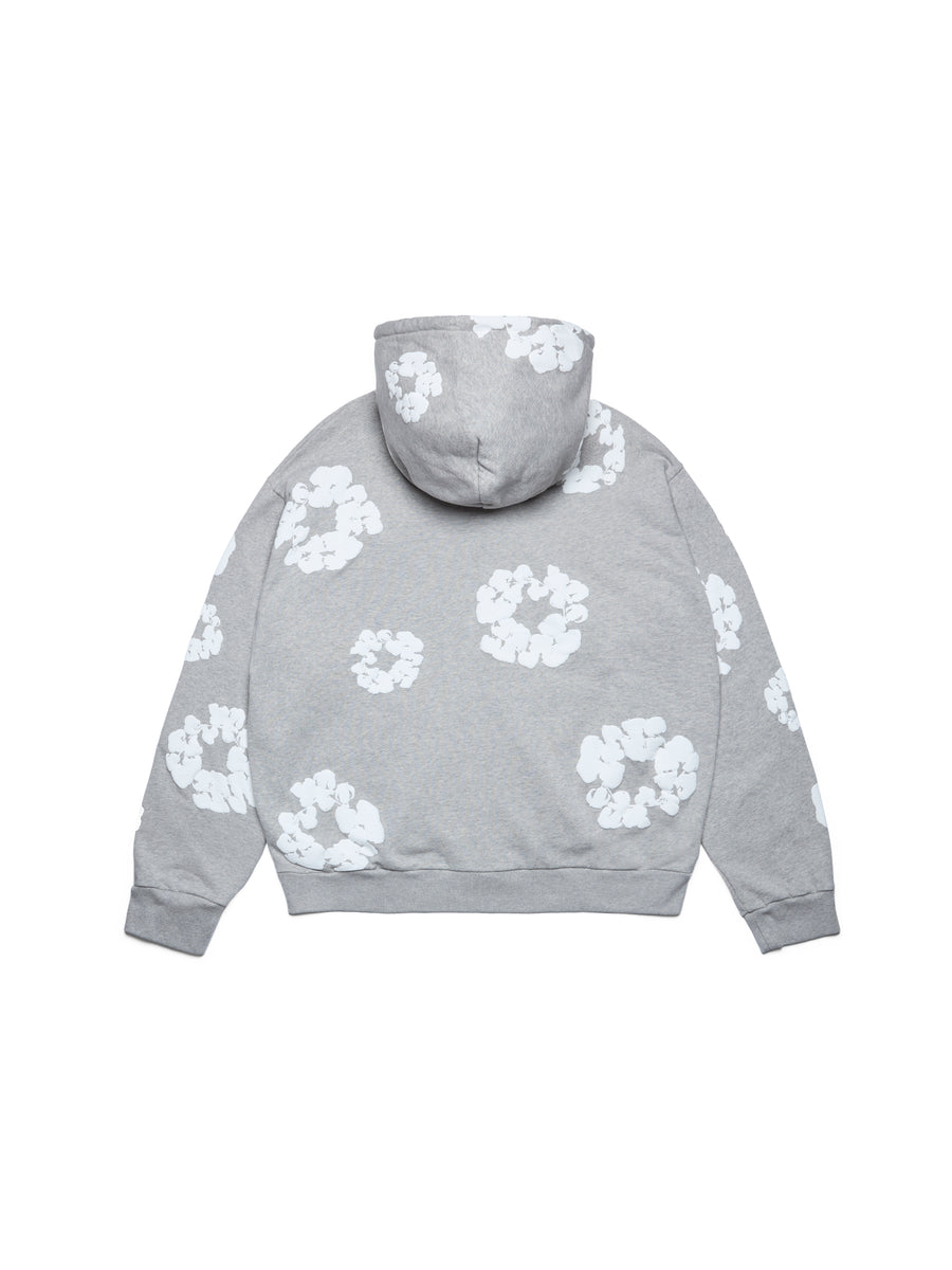 Cotton Wreath Zip Hoodie Grey – DENIM TEARS