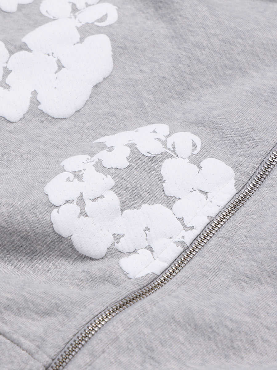 Cotton Wreath Zip Hoodie Grey – DENIM TEARS
