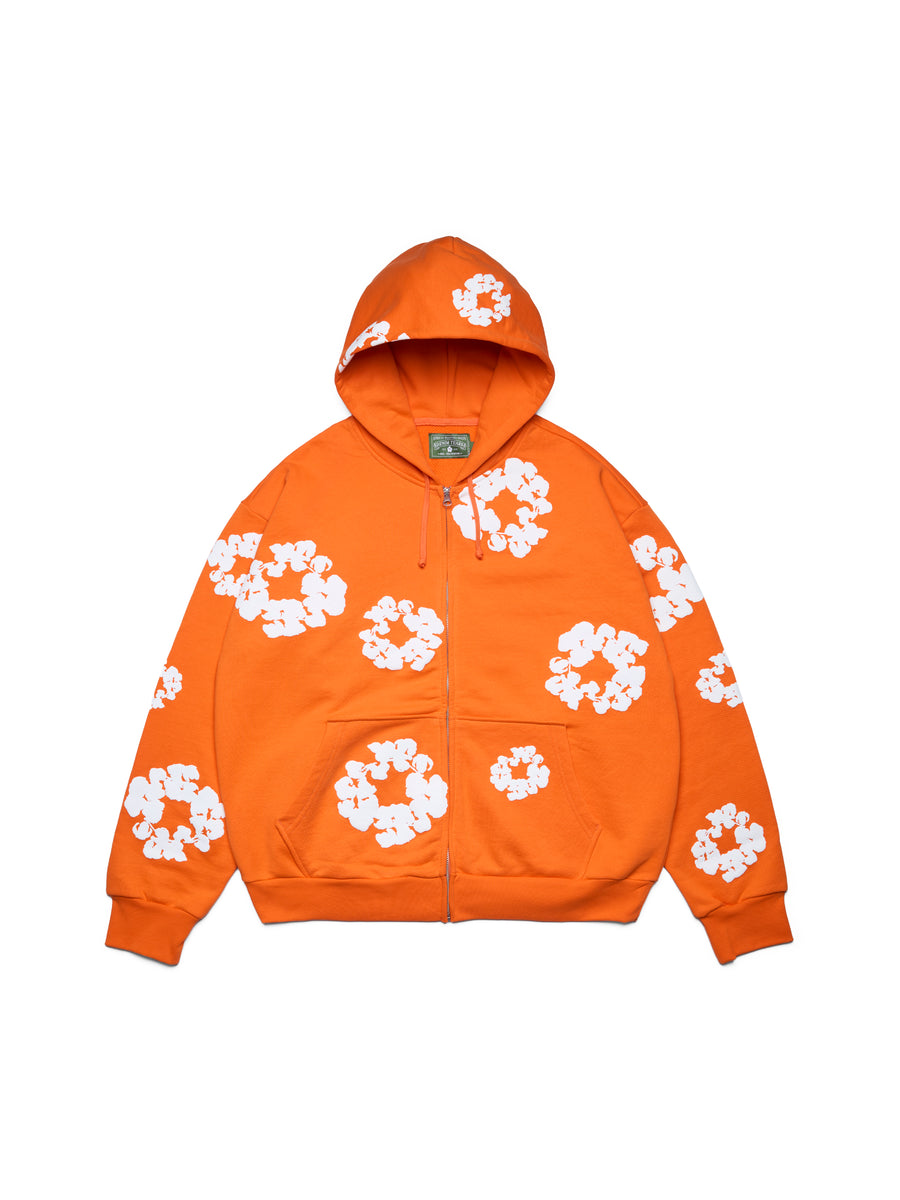 Cotton Wreath Zip Hoodie Orange – DENIM TEARS