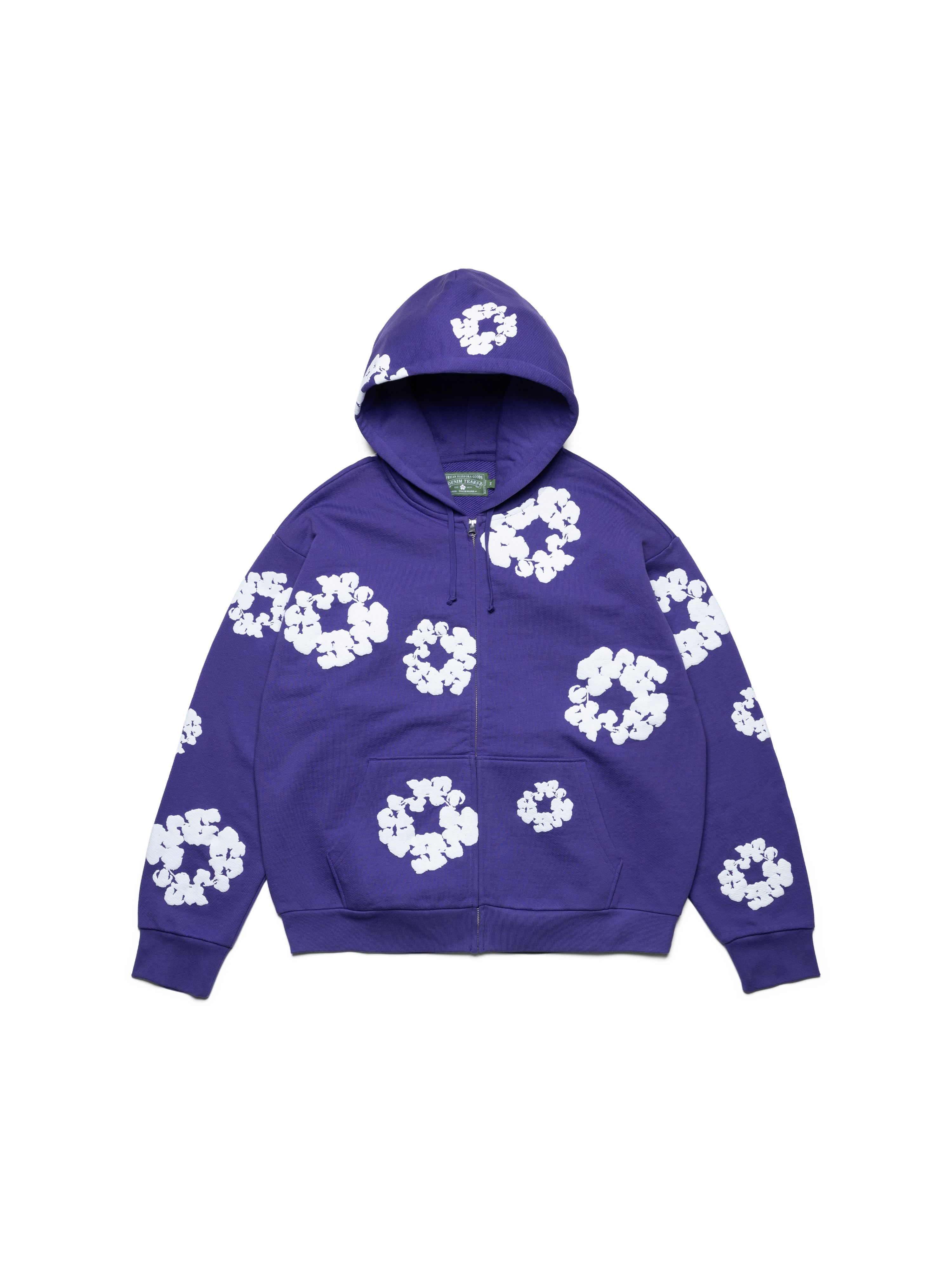 Cotton Wreath Zip Hoodie Purple – DENIM TEARS