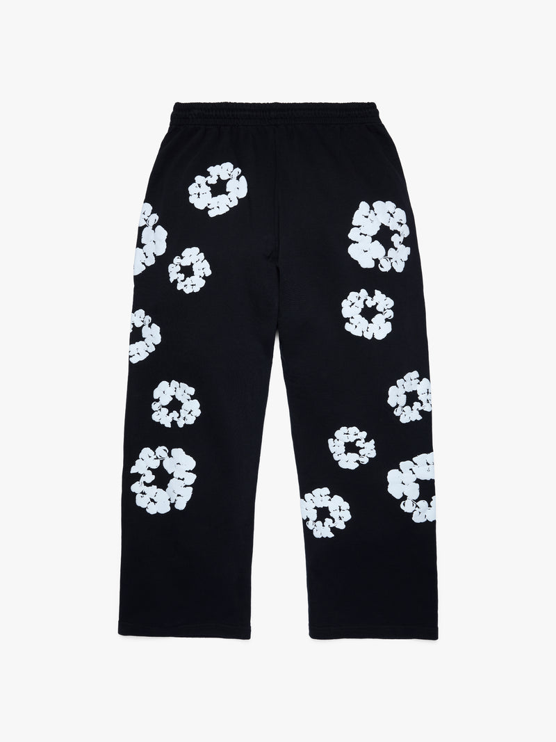 Cotton Wreath Baggy Sweatpants Black