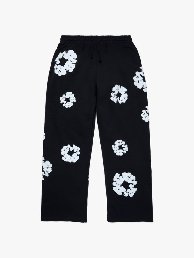 Cotton Wreath Baggy Sweatpants Black