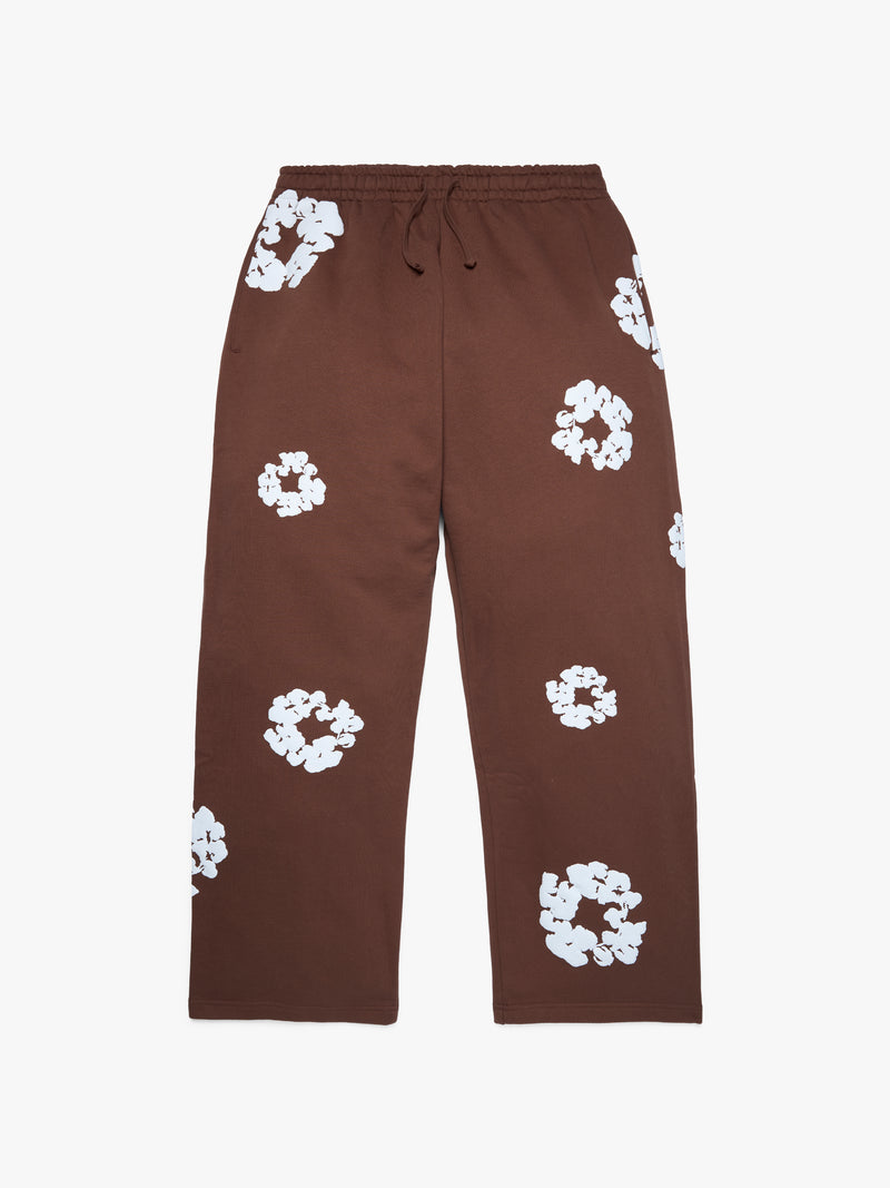 Cotton Wreath Baggy Sweatpants Brown