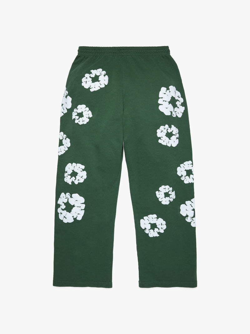 Cotton Wreath Baggy Sweatpants Green