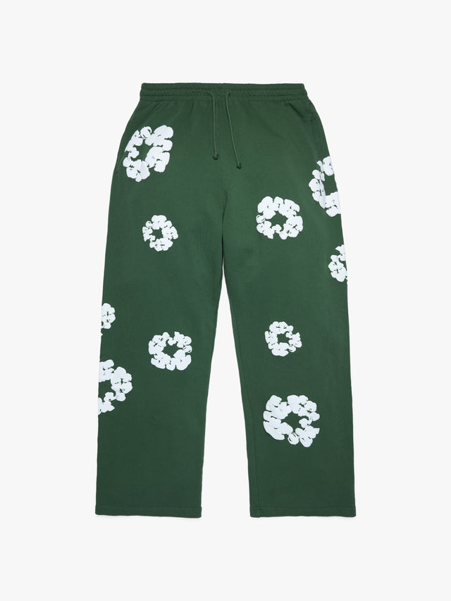 Cotton Wreath Baggy Sweatpants Green