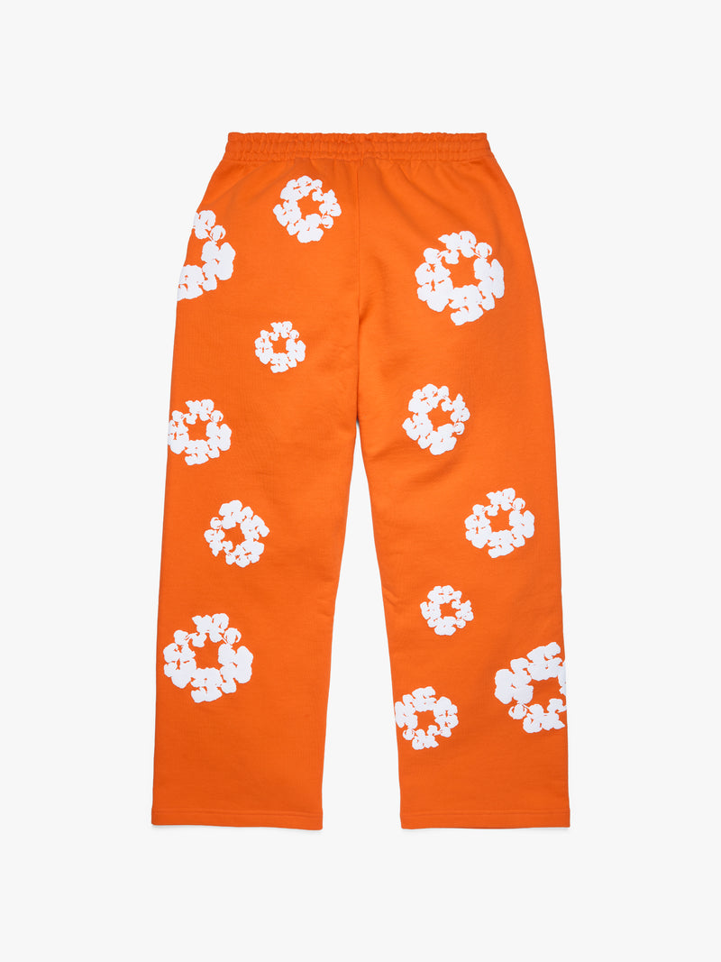 Cotton Wreath Baggy Sweatpants Orange