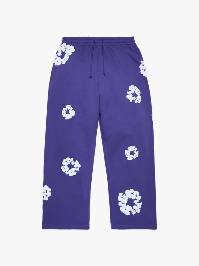 Cotton Wreath Baggy Sweatpants Purple