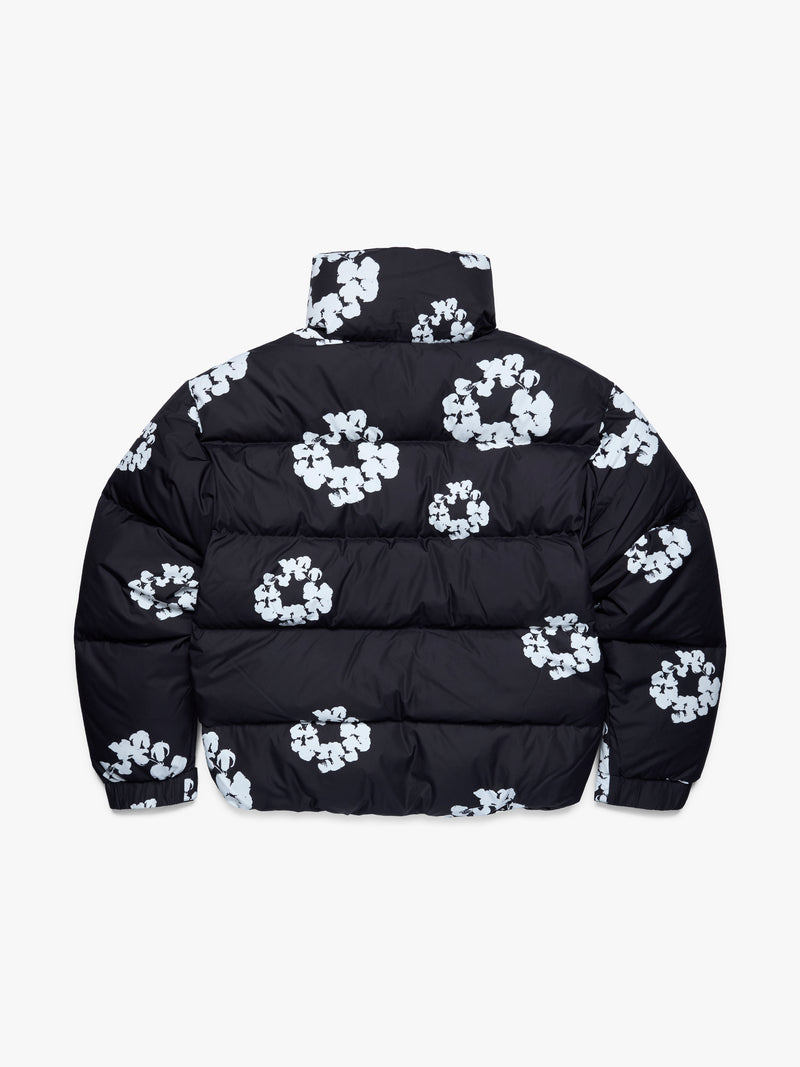Cotton Wreath Puffer Jacket Black