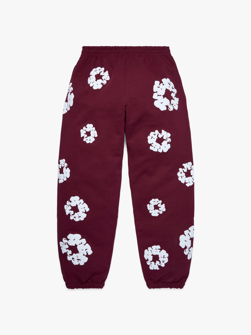 Cotton Wreath Sweatpants Burgundy