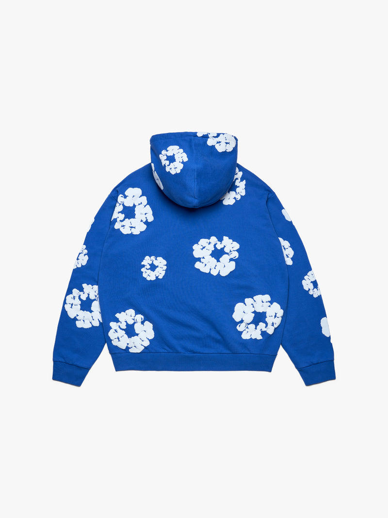 Cotton Wreath Zip Hoodie Blue