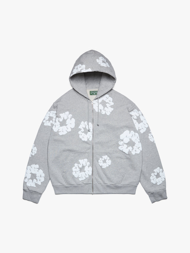 Cotton Wreath Zip Hoodie Grey