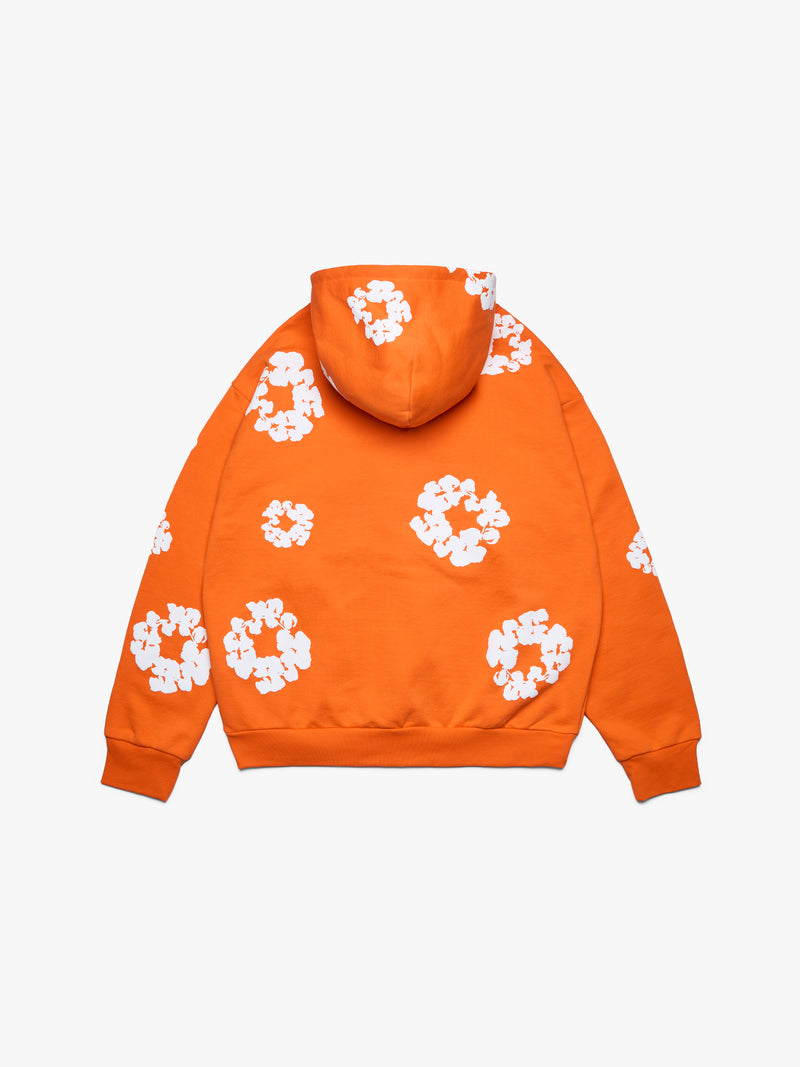 Cotton Wreath Zip Hoodie Orange