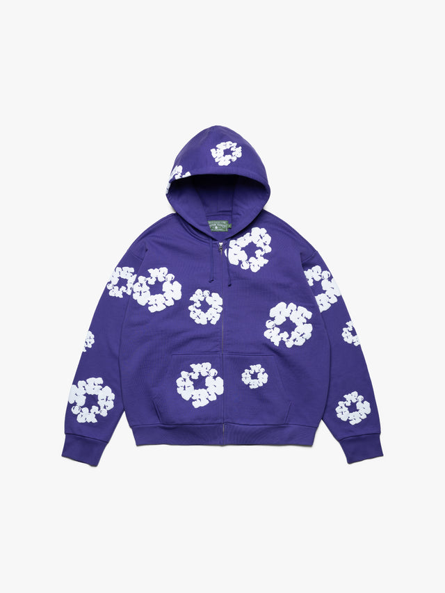 Cotton Wreath Zip Hoodie Purple