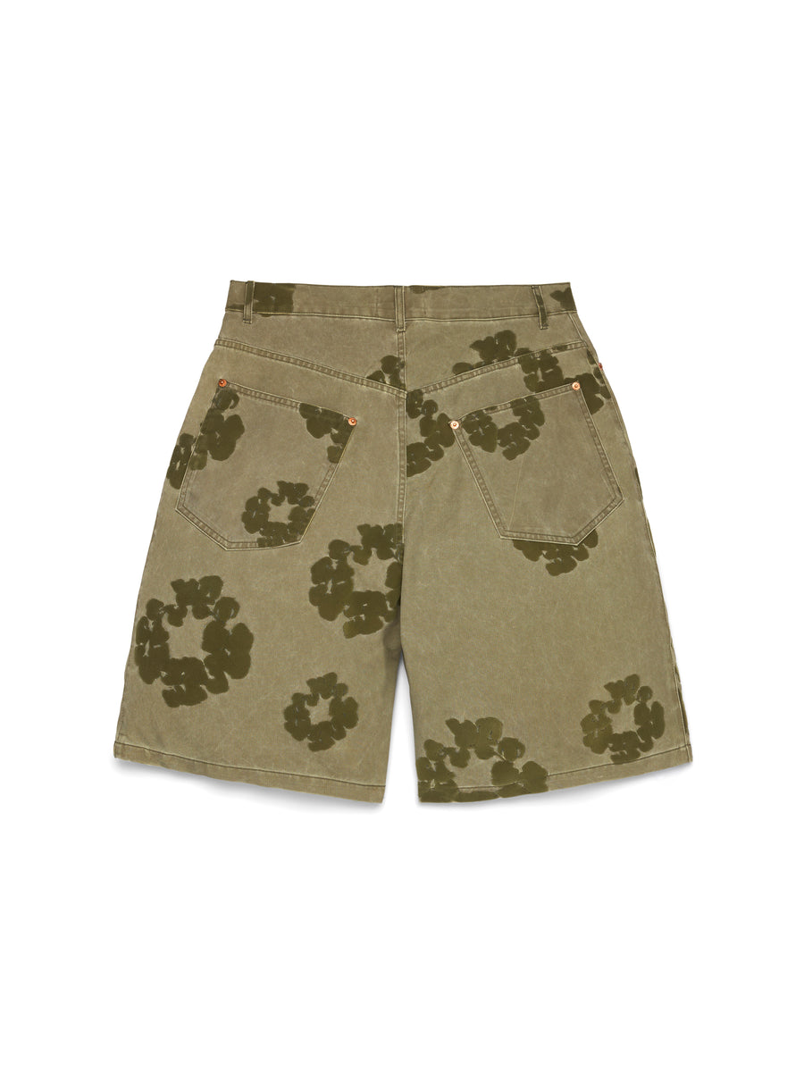 Cotton Wreath Flocked Short Khaki – DENIM TEARS