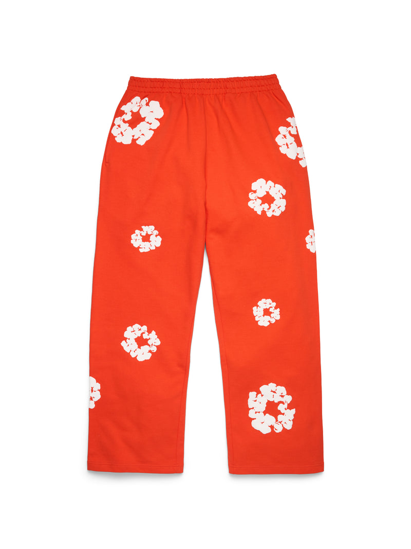 Cotton Wreath Baggy Sweatpants Dark Orange