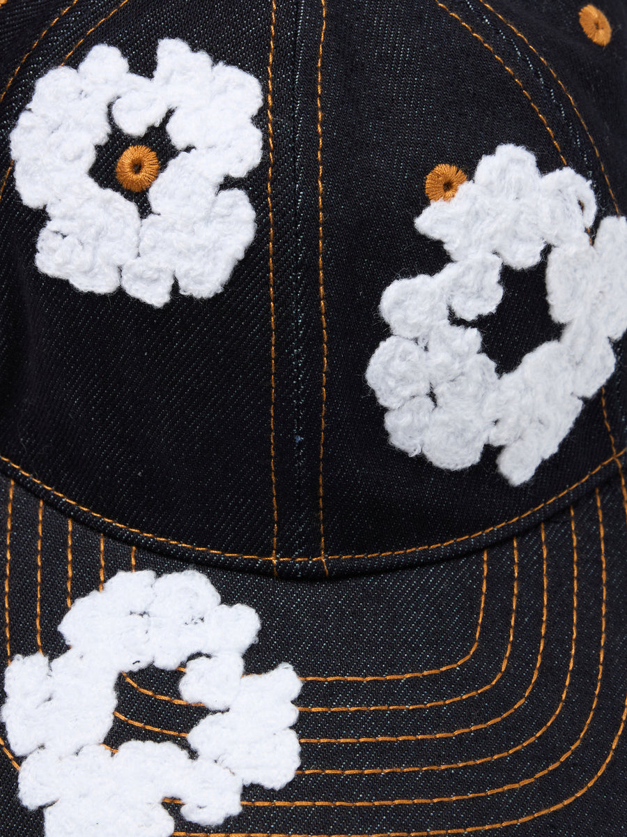 Cotton Wreath Raw Denim Cap Washed Indigo – DENIM TEARS