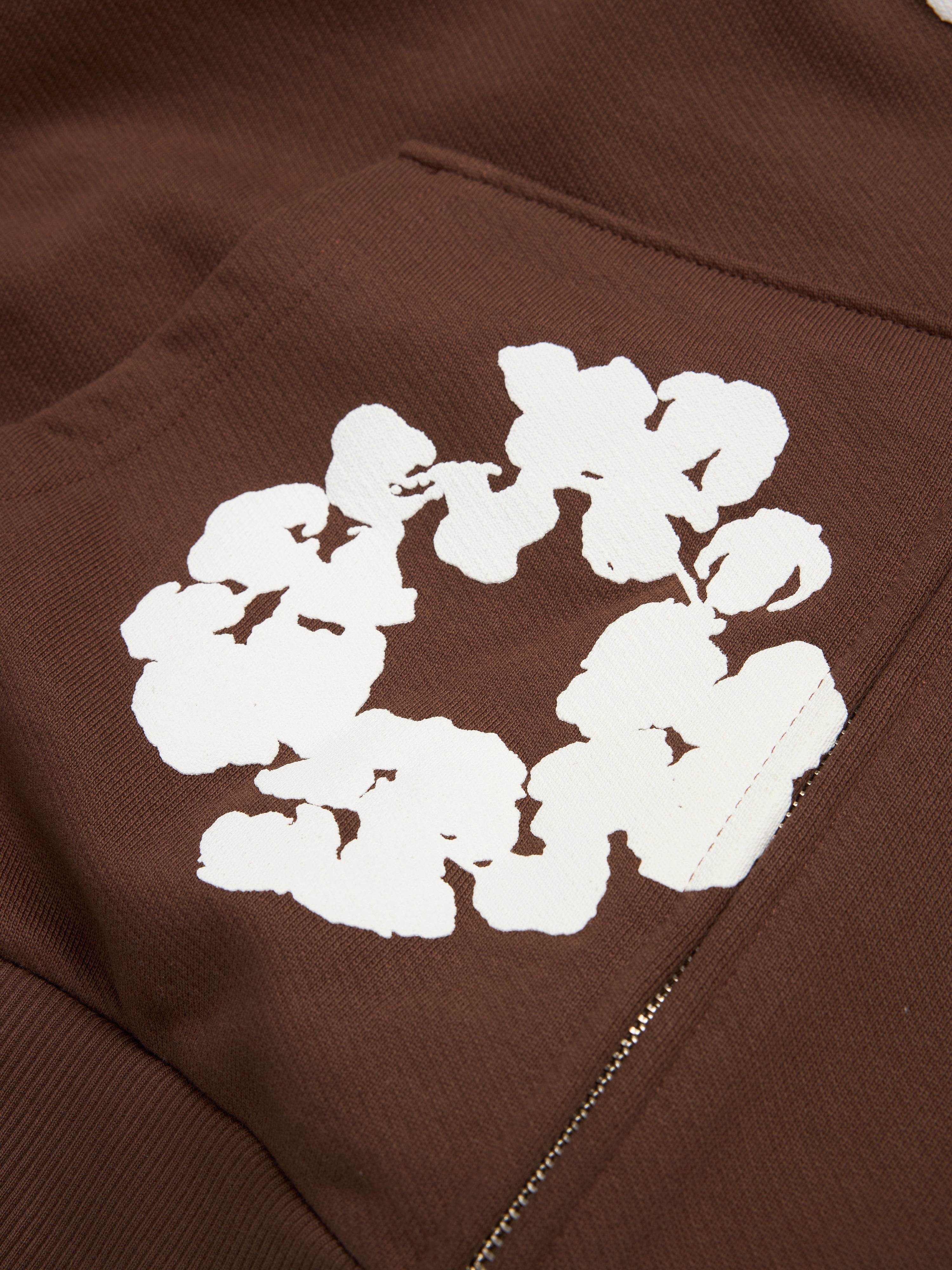 Cotton Wreath Zip Hoodie Dark Brown – DENIM TEARS