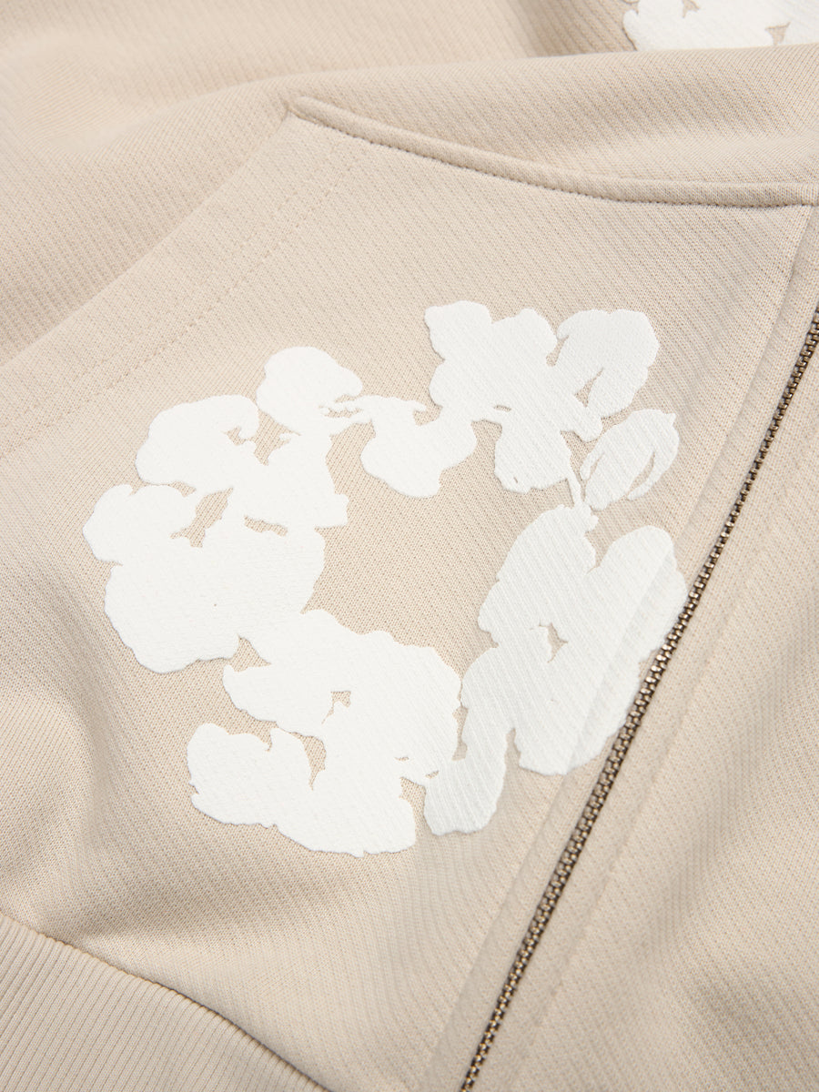 Cotton Wreath Zip Hoodie Cream – DENIM TEARS