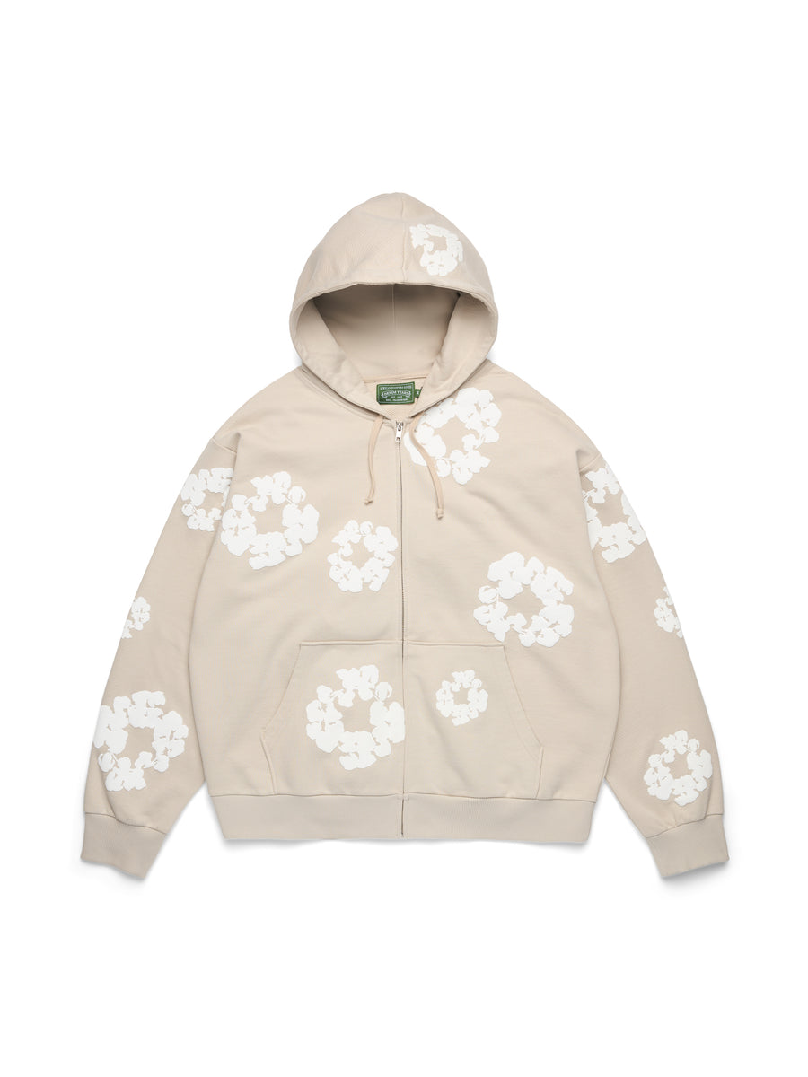 Cotton Wreath Zip Hoodie Cream – DENIM TEARS