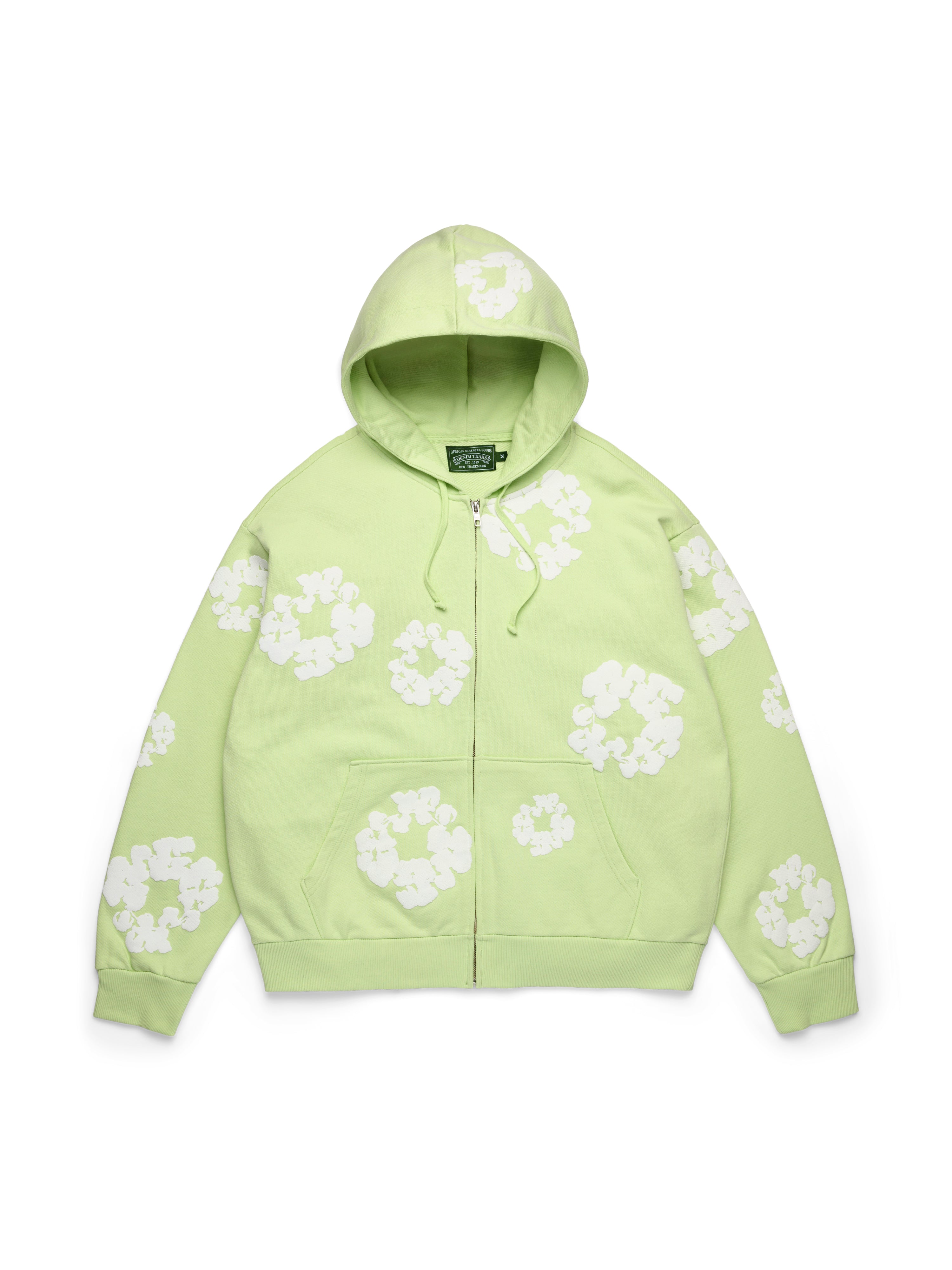 Cotton Wreath Zip Hoodie Mint – DENIM TEARS