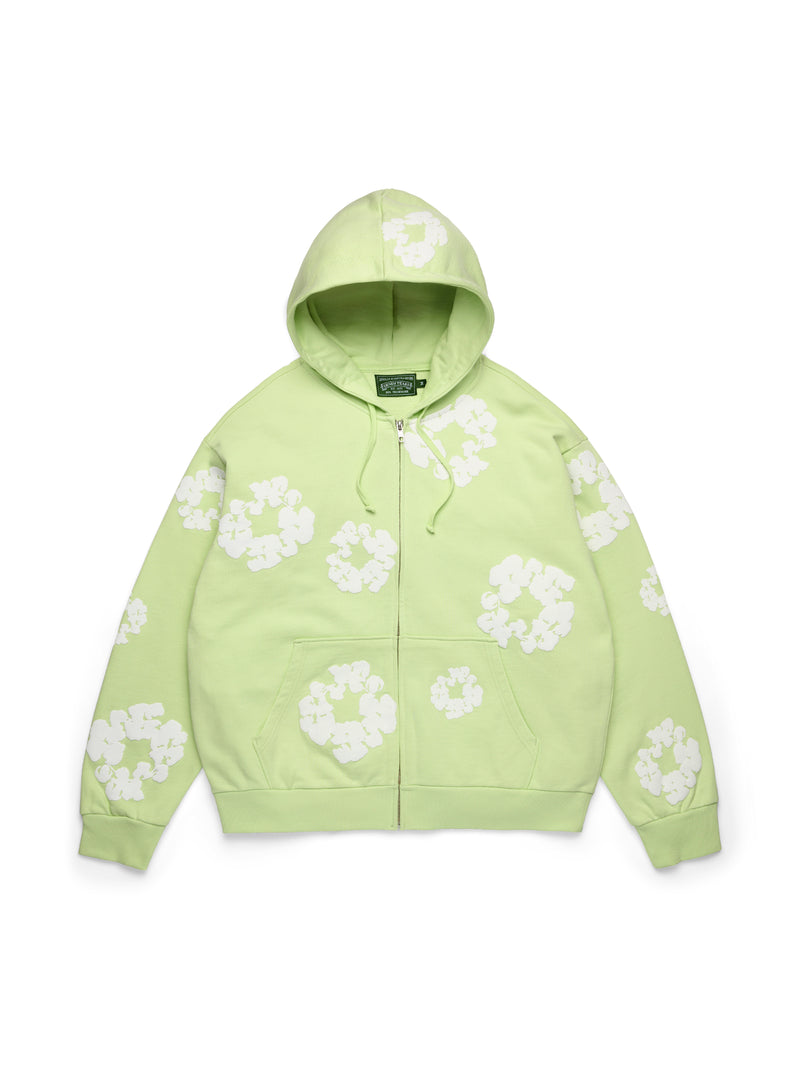 Cotton Wreath Zip Hoodie Mint