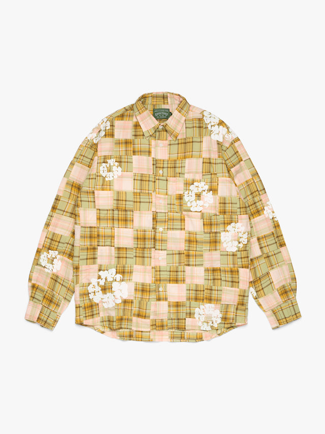 Cotton Wreath Madras Long Sleeve Button Up