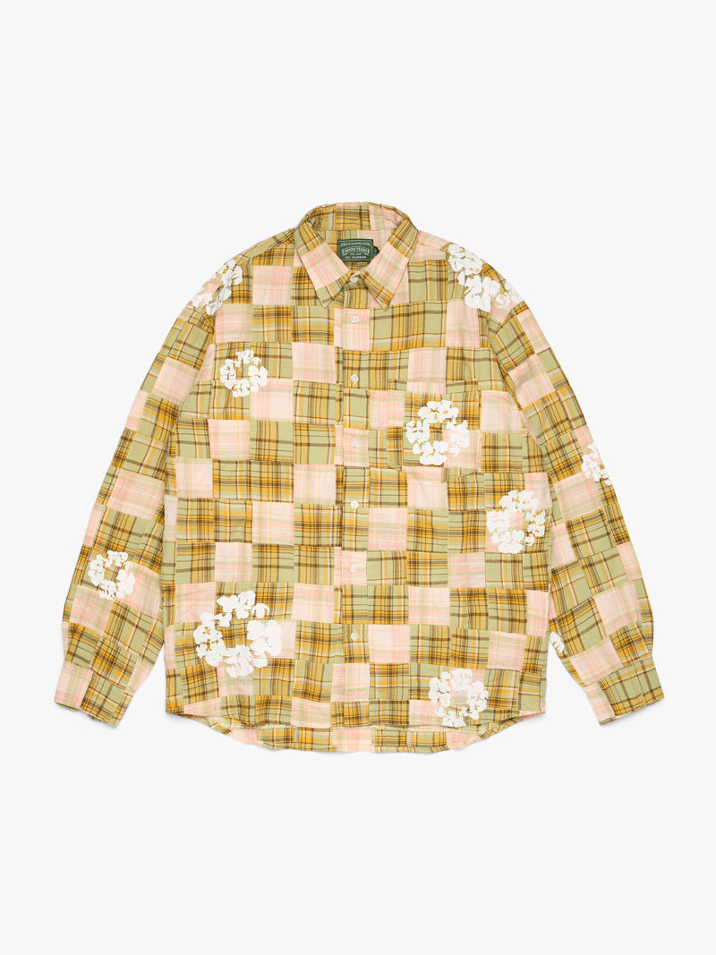Cotton Wreath Madras Long Sleeve Button Up